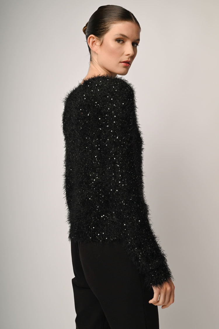 Pull in maglia morbida con paillettes