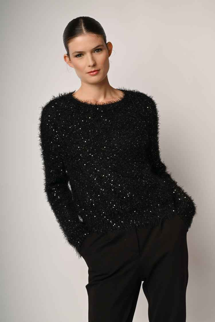 Pull in maglia morbida con paillettes