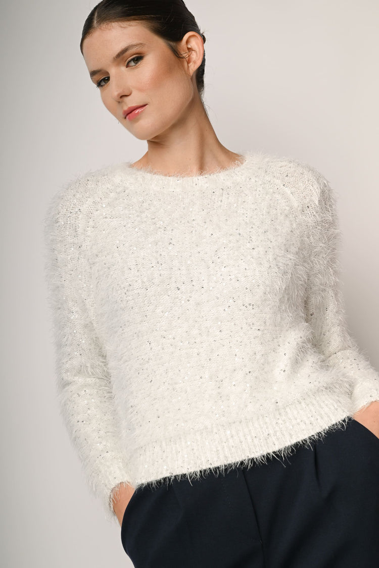 Pull in maglia morbida con paillettes
