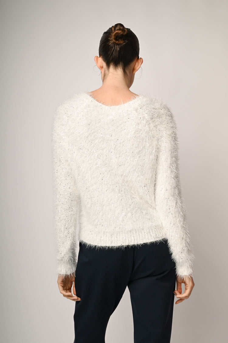 Pull in maglia morbida con paillettes
