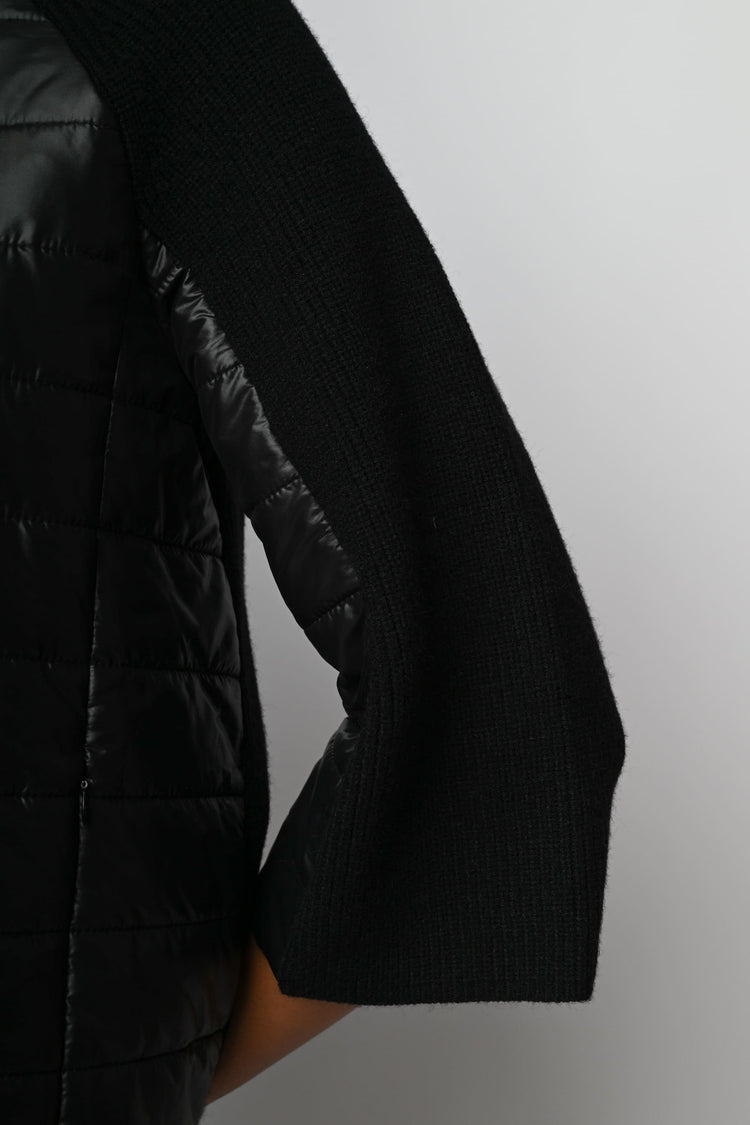 Giacca bi-materiale in nylon e maglia