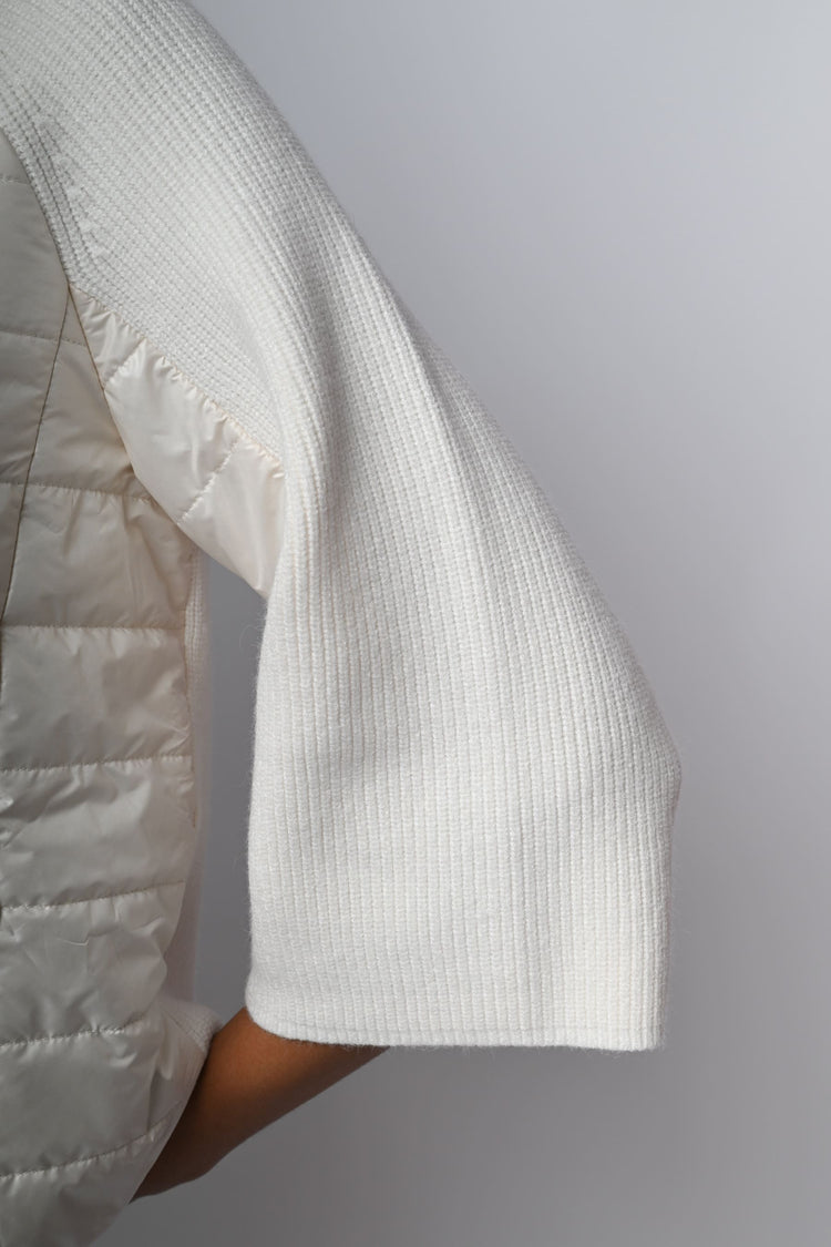 Giacca bi-materiale in nylon e maglia