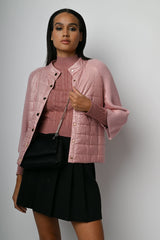 Giacca bi-materiale in nylon e maglia