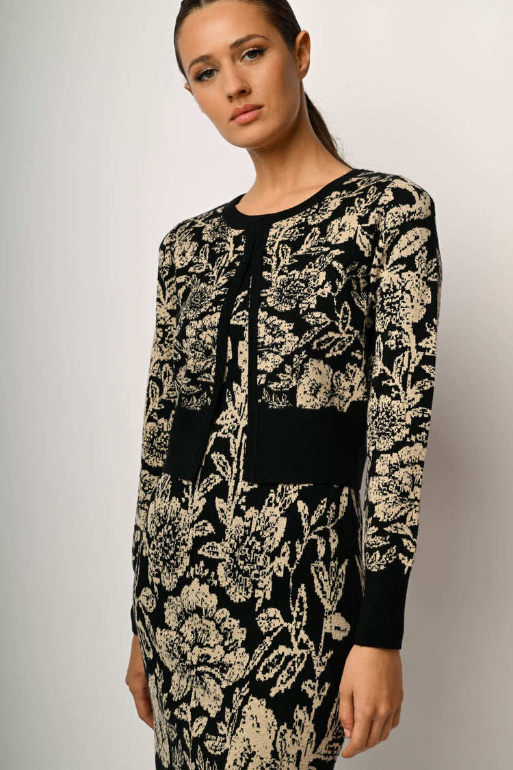 Cardigan crop in jacquard floreale