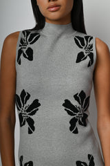 Mini abito in maglia jacquard a fiori