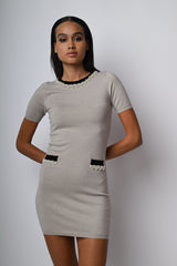 Mini abito in maglia lurex con perle