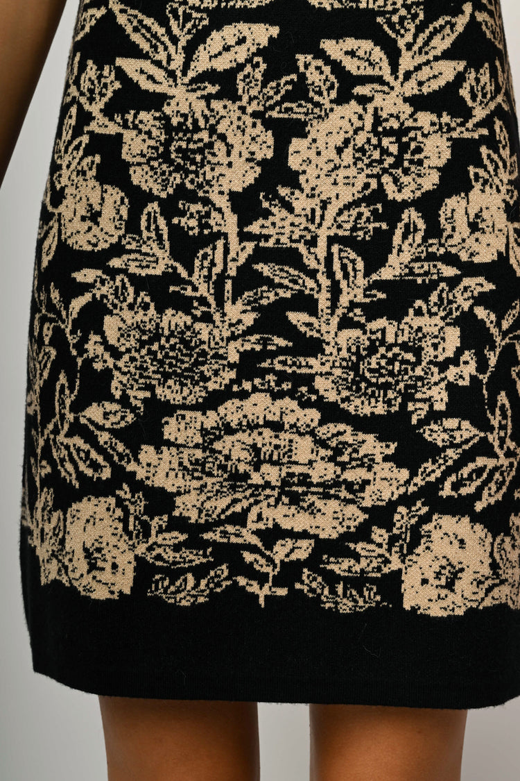 Mini abito in maglia jacquard floreale
