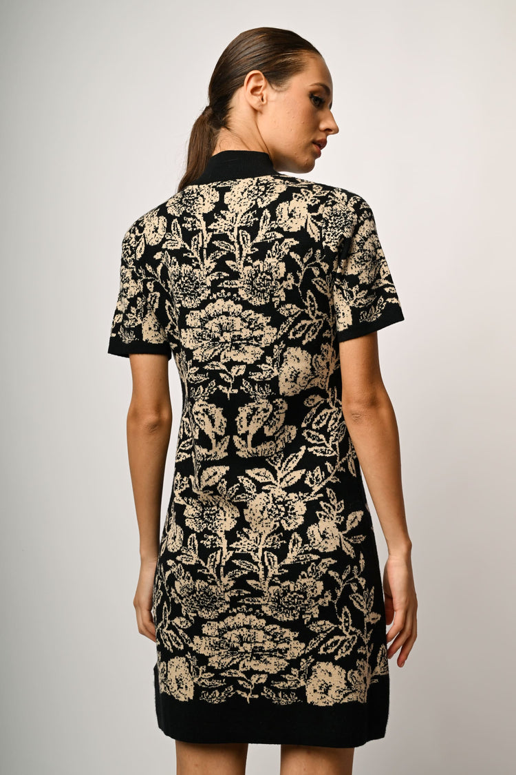 Mini abito in maglia jacquard floreale