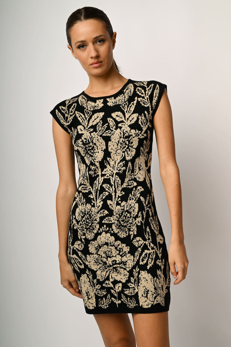 Mini abito in maglia jacquard floreale