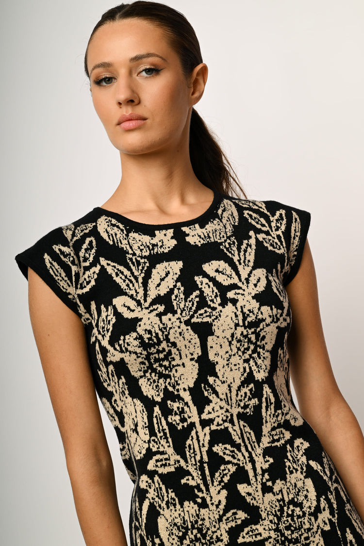 Mini abito in maglia jacquard floreale