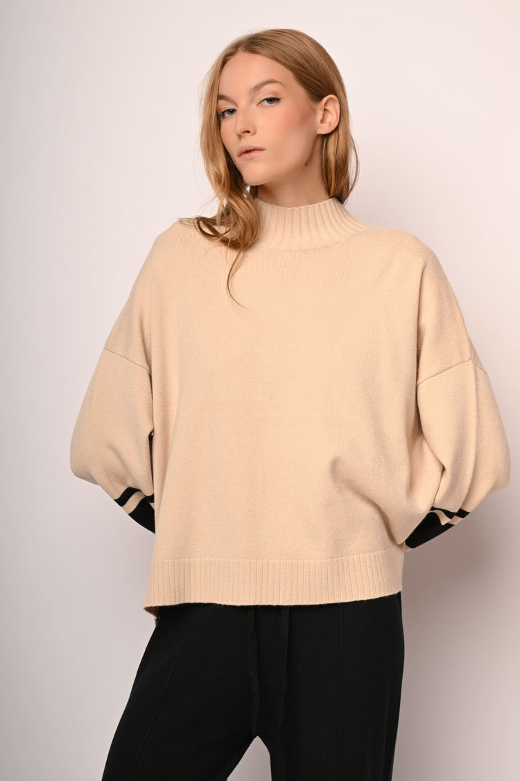 Lupetto oversize con bande a contrasto
