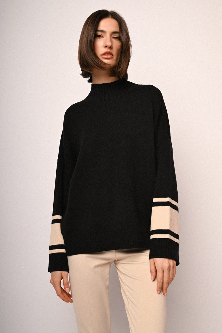 Lupetto oversize con bande a contrasto