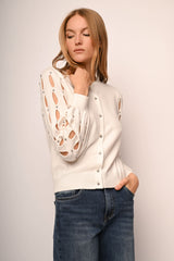 Cardigan con cut-outs e strass