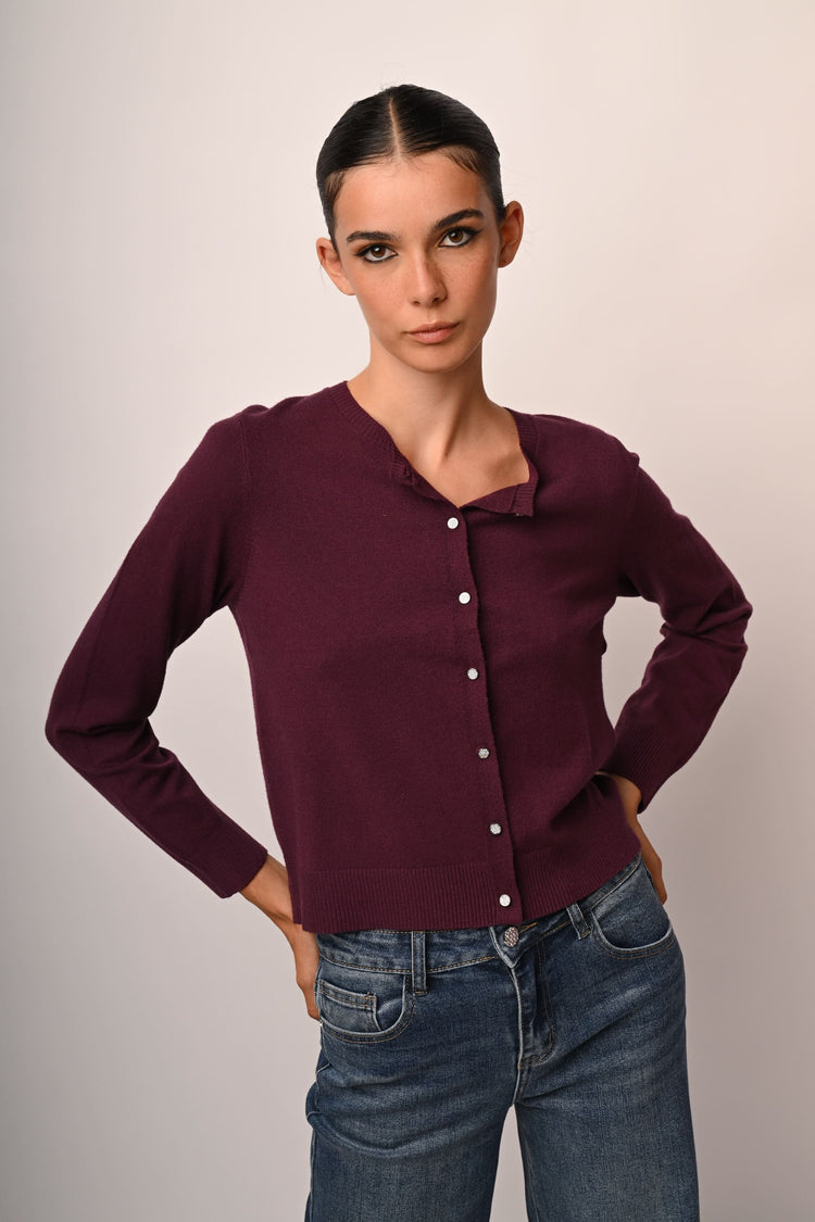 Cardigan con bottoni strass