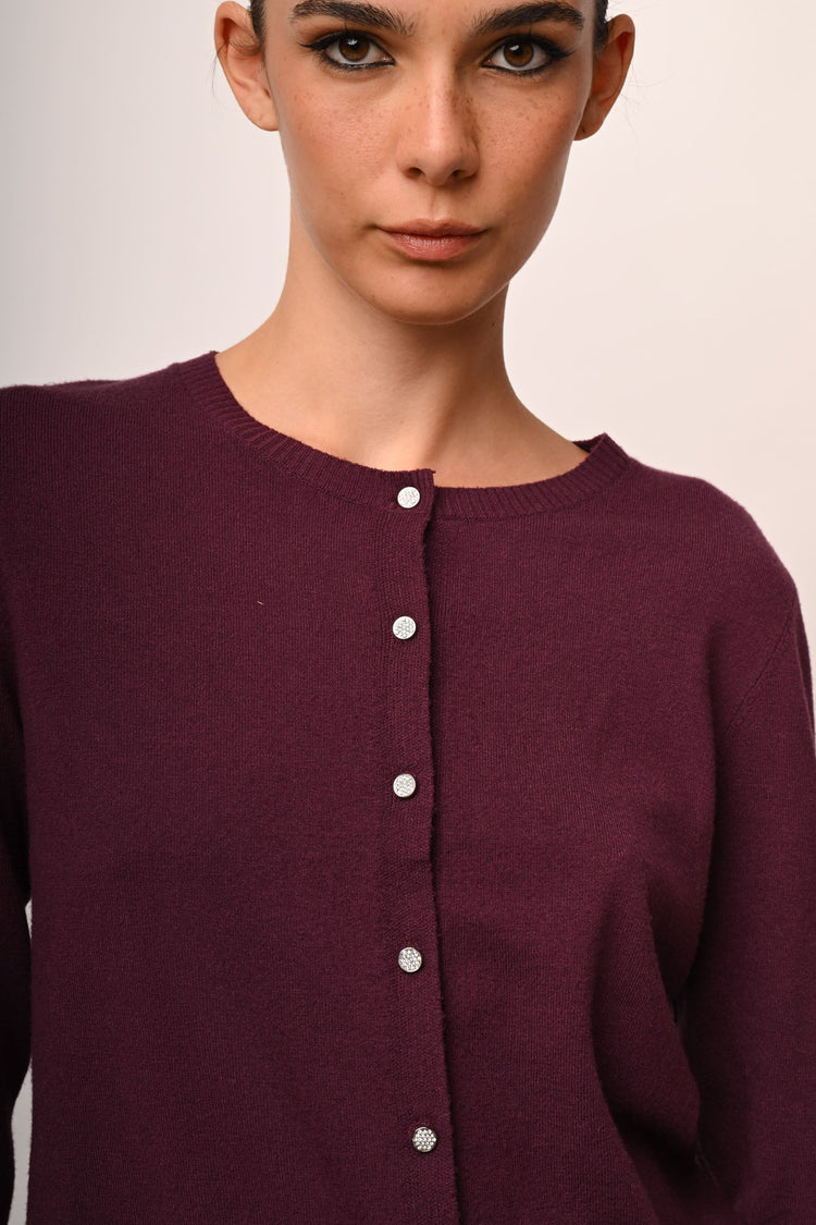 Cardigan con bottoni strass