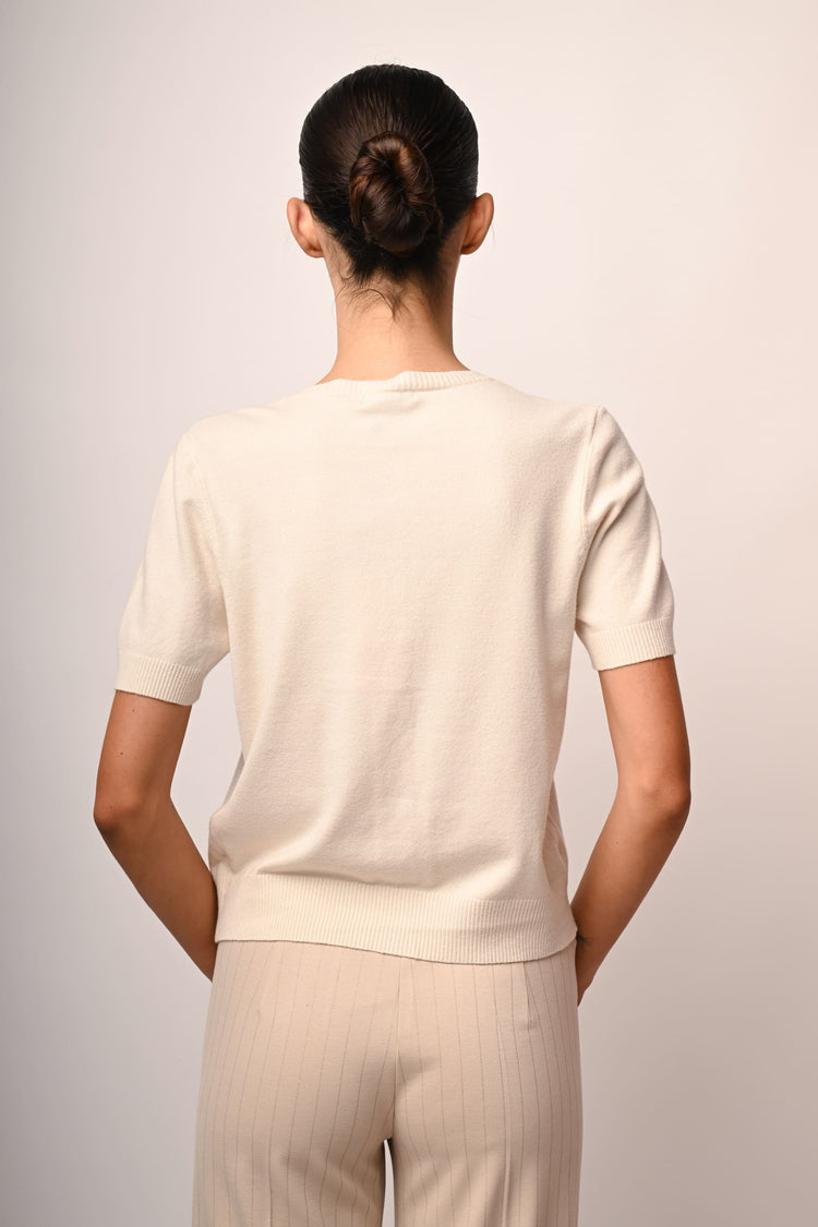 Cardigan a maniche corte con bottoni gioiello