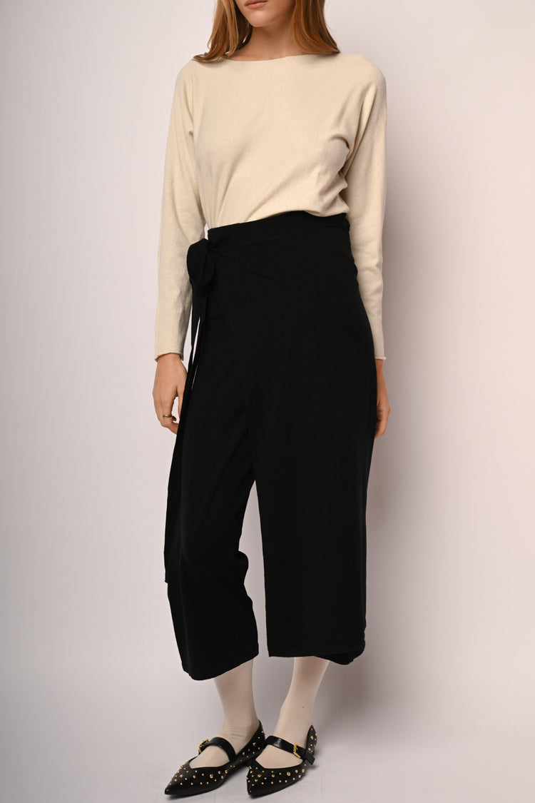 Skort midi in maglia con nodo