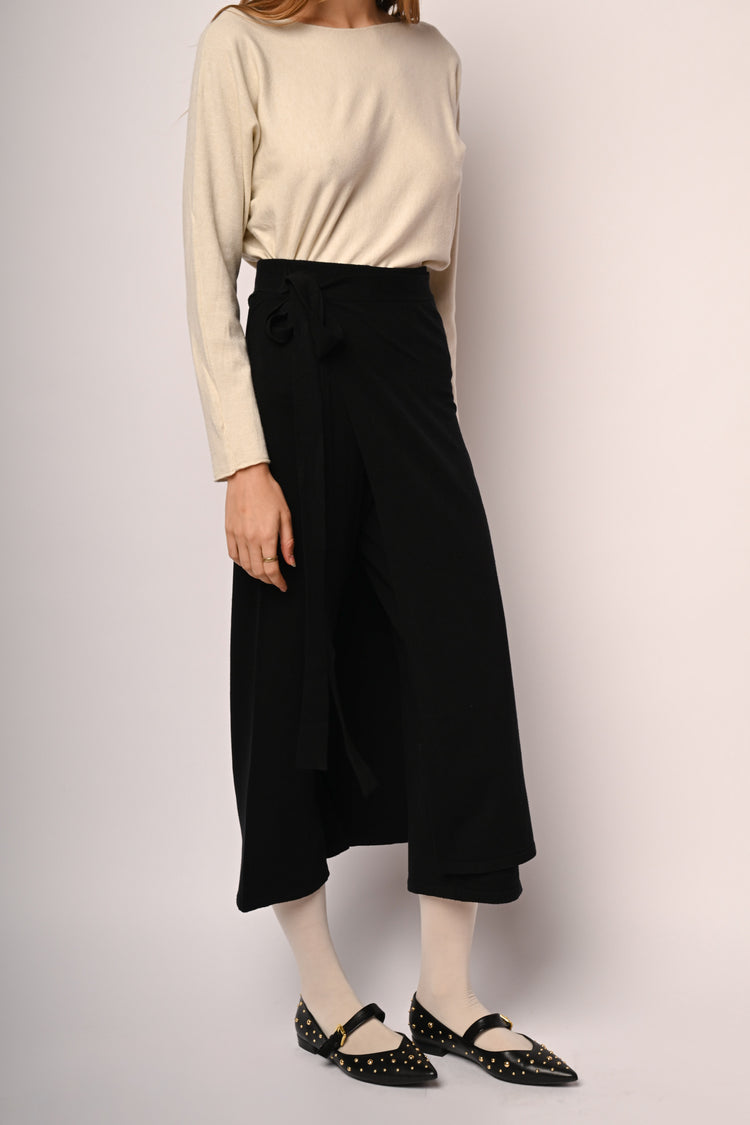 Skort midi in maglia con nodo