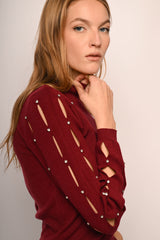Lupetto con cut-outs e strass