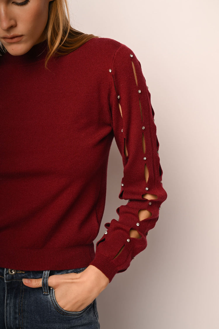 Lupetto con cut-outs e strass