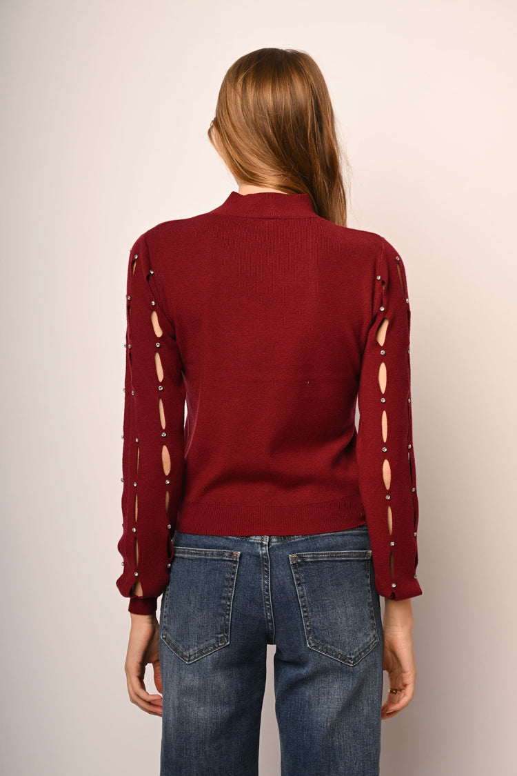 Lupetto con cut-outs e strass