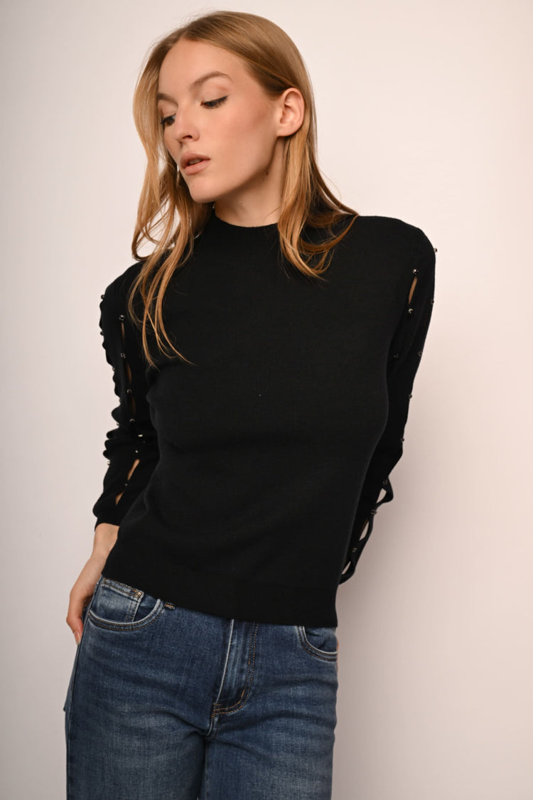 Lupetto con cut-outs e strass