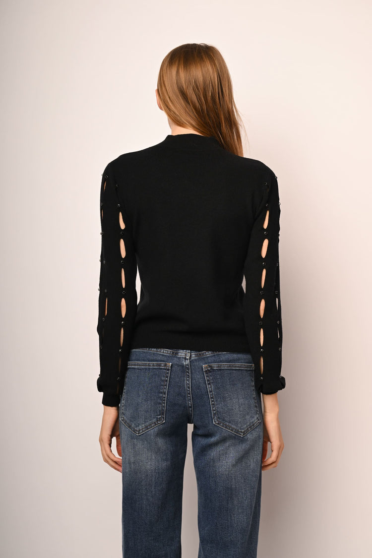 Lupetto con cut-outs e strass