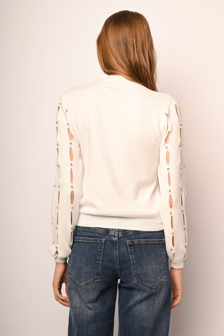 Lupetto con cut-outs e strass