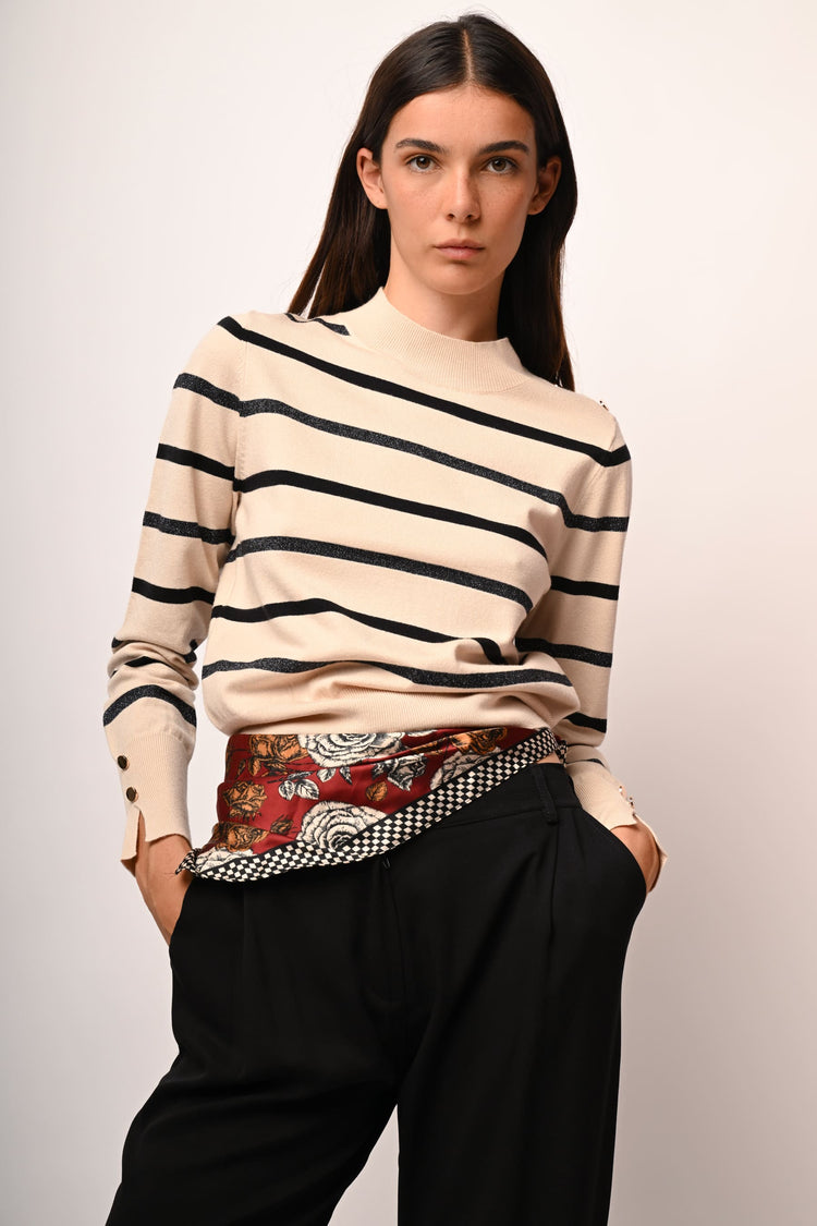 Lupetto in maglia a righe lurex
