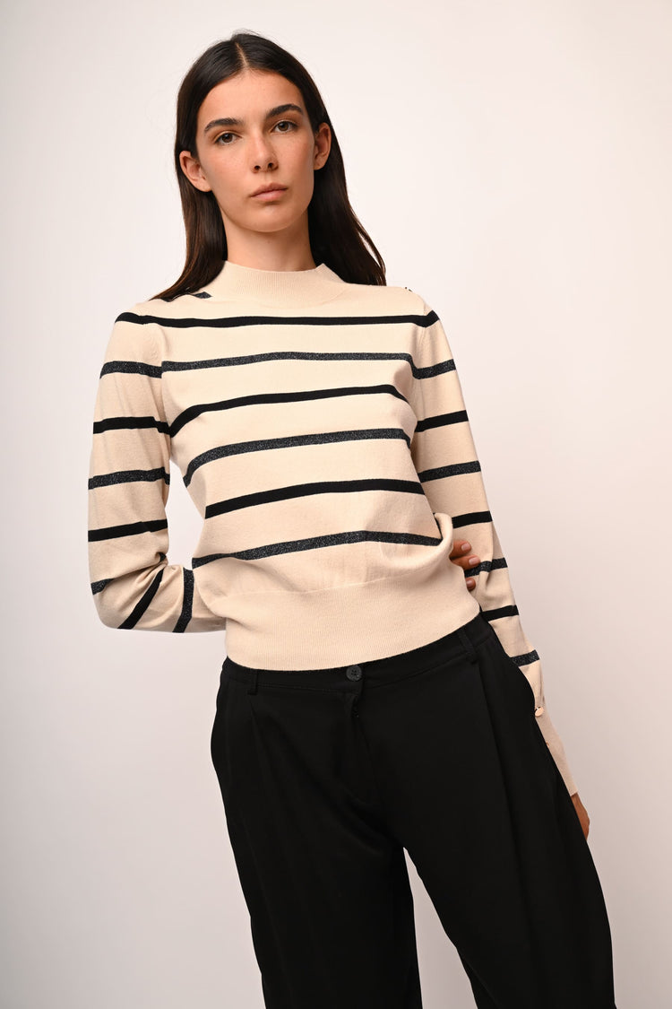 Lupetto in maglia a righe lurex