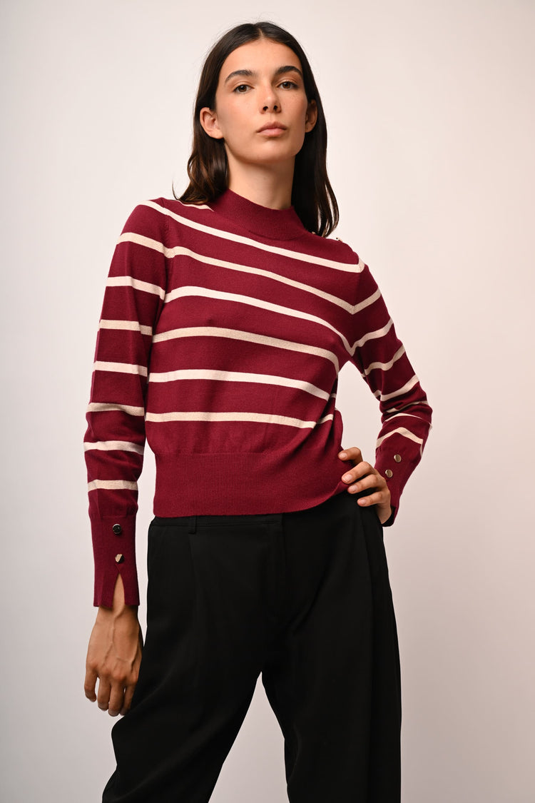 Lupetto in maglia a righe lurex