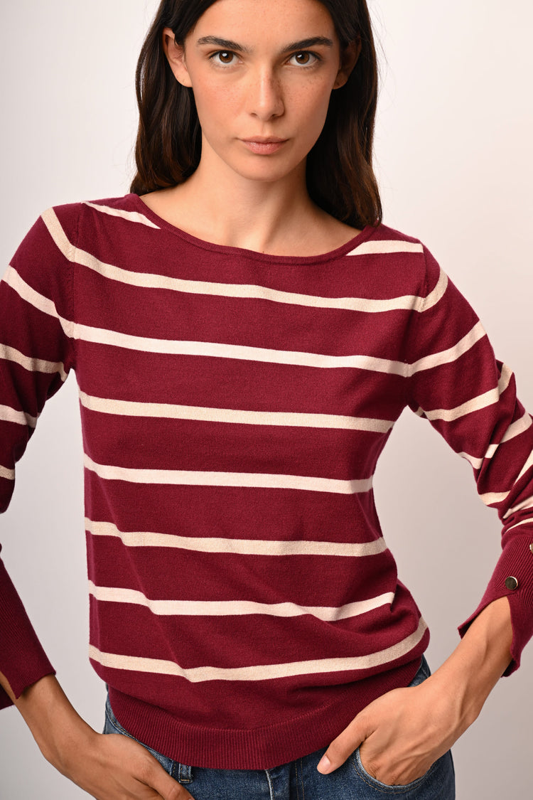 Pull in maglia a righe lurex