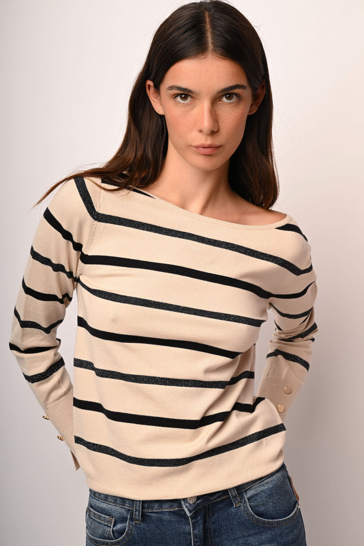 Pull in maglia a righe lurex