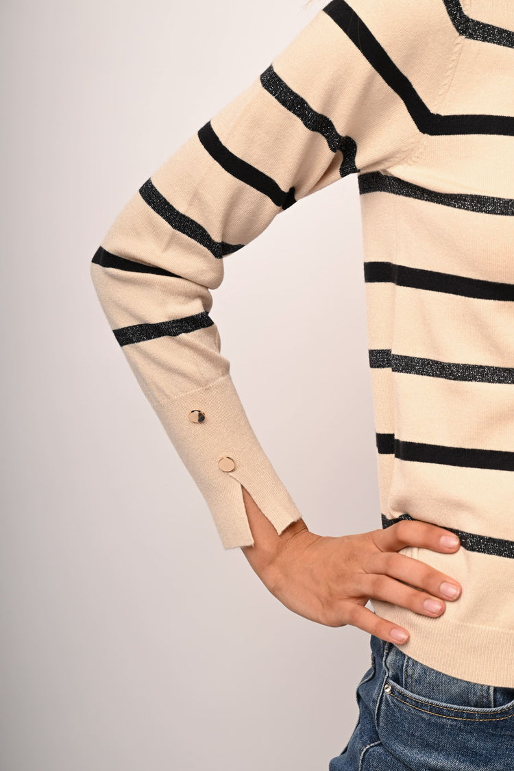 Pull in maglia a righe lurex