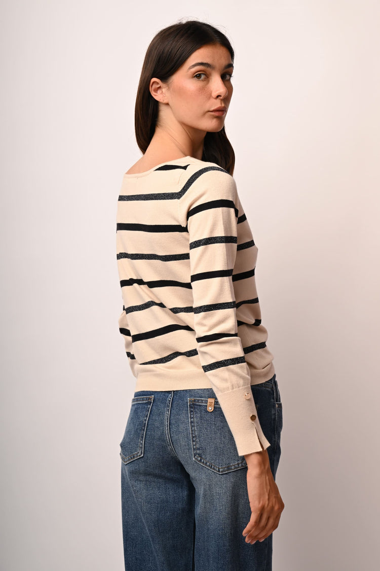 Pull in maglia a righe lurex