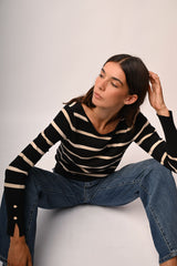 Pull in maglia a righe lurex