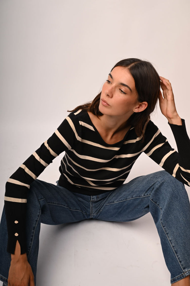 Pull in maglia a righe lurex