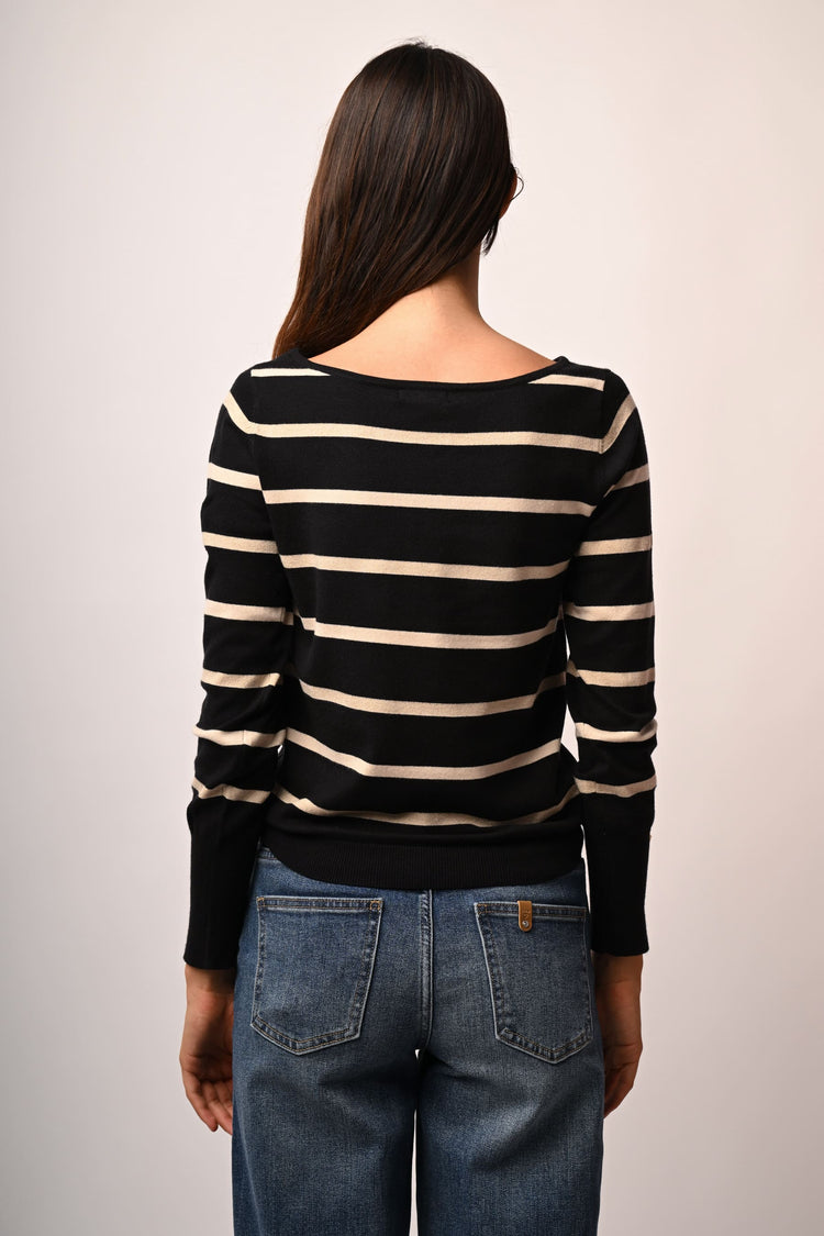 Pull in maglia a righe lurex