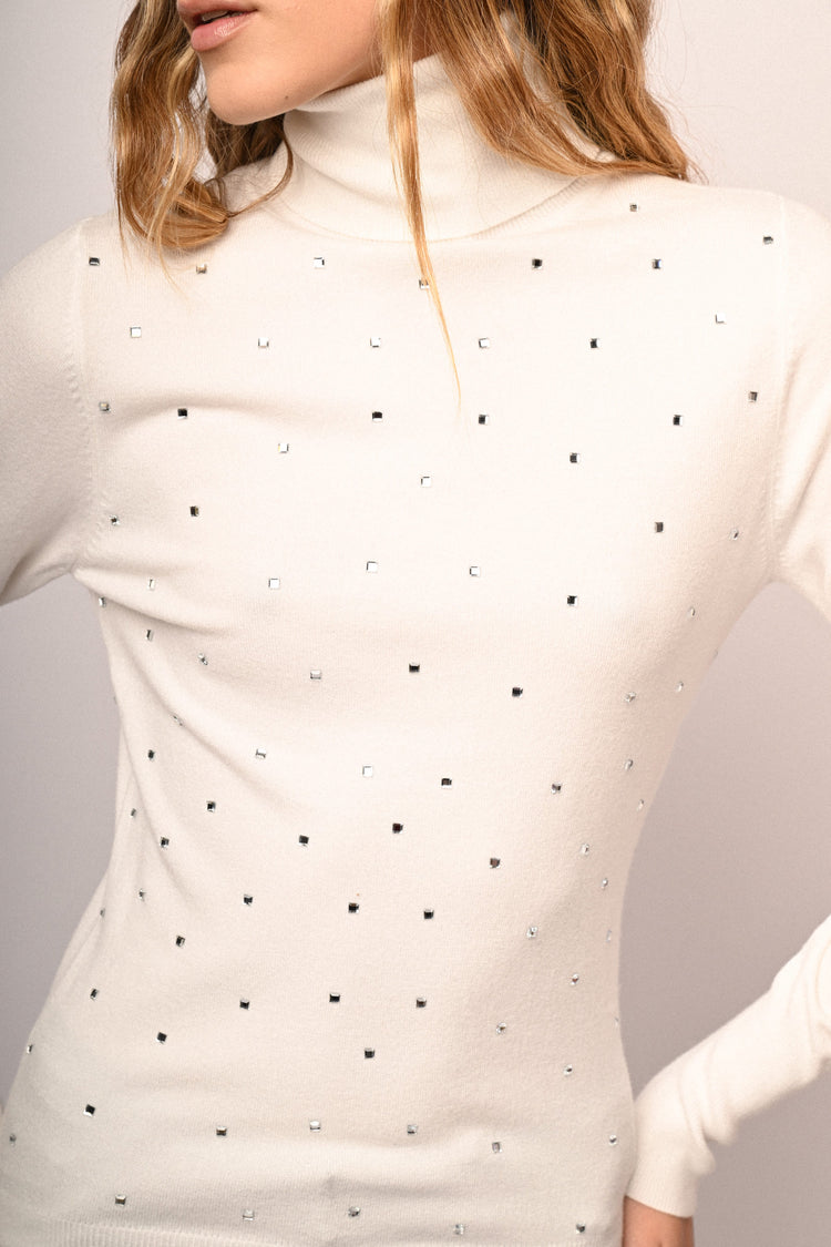 Dolcevita con decorazione strass
