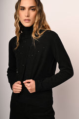 Cardigan crop con decorazione strass