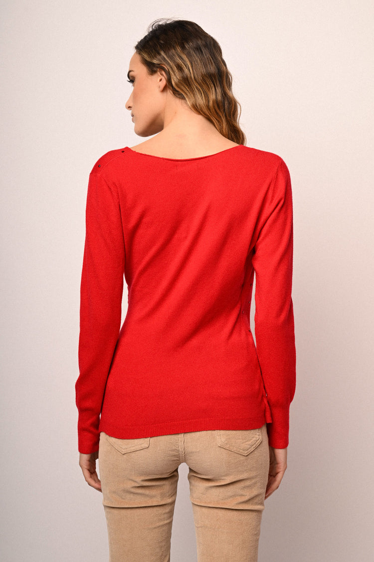 Pull incrociato con decorazione strass