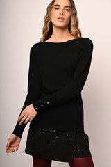 Pull con strass ai polsini