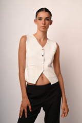 Gilet con tasche a filetto