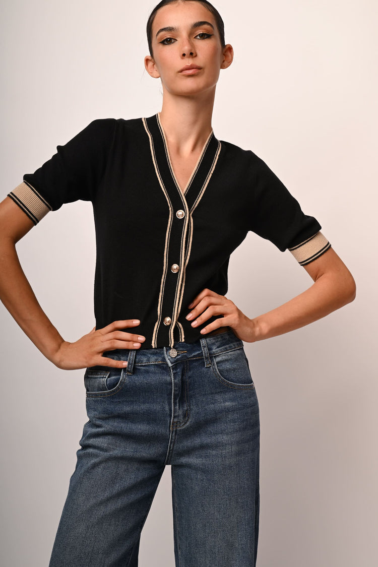 Cardigan con profili in lurex