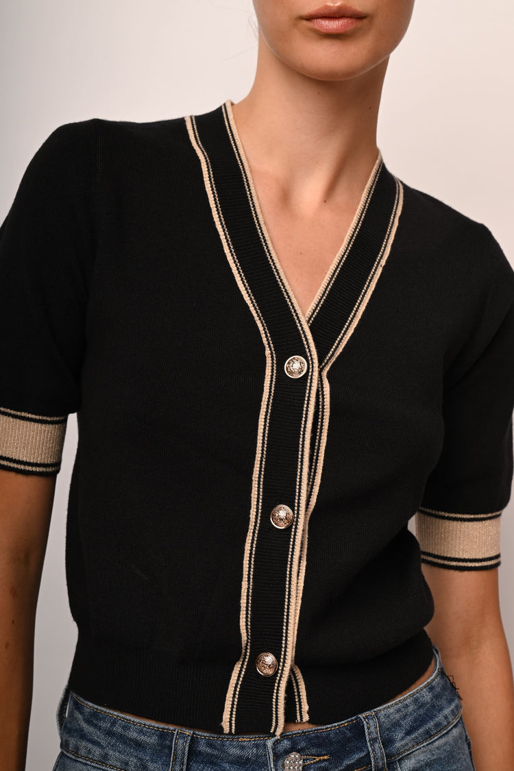 Cardigan con profili in lurex