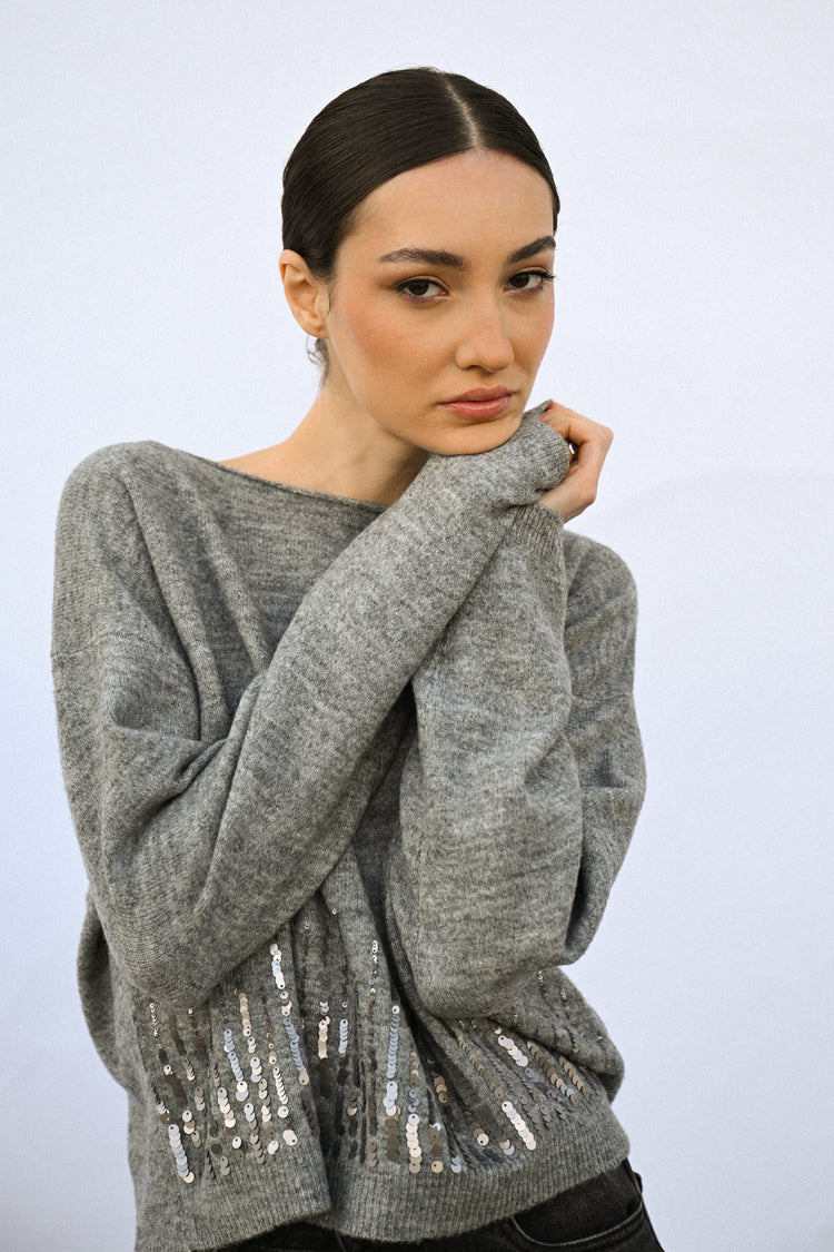 Pull boxy-fit con paillettes