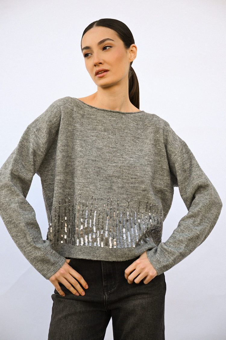 Pull boxy-fit con paillettes