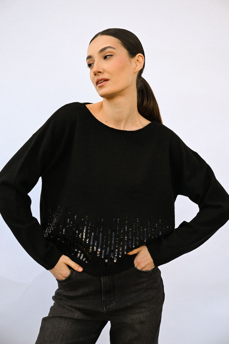 Pull boxy-fit con paillettes