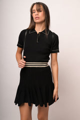 Polo in maglia a costine con profili lurex