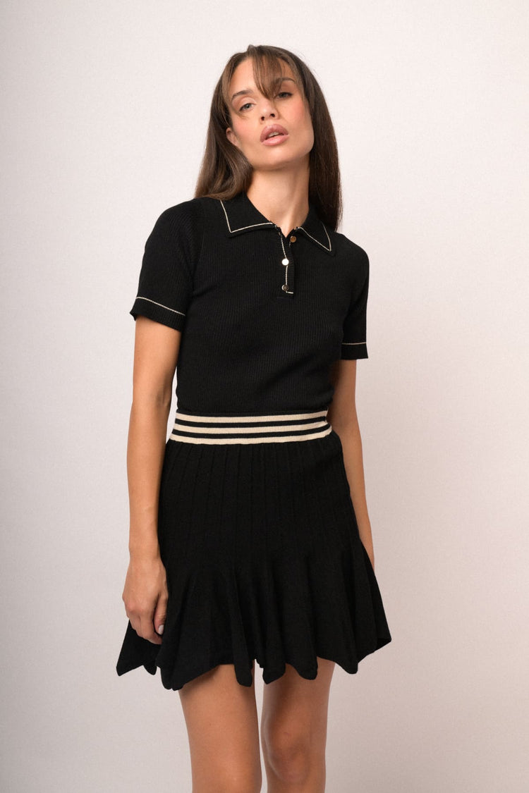 Polo in maglia a costine con profili lurex